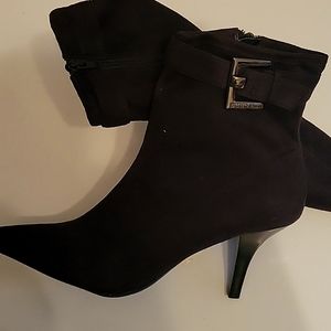 BCBG Black faux suede booties